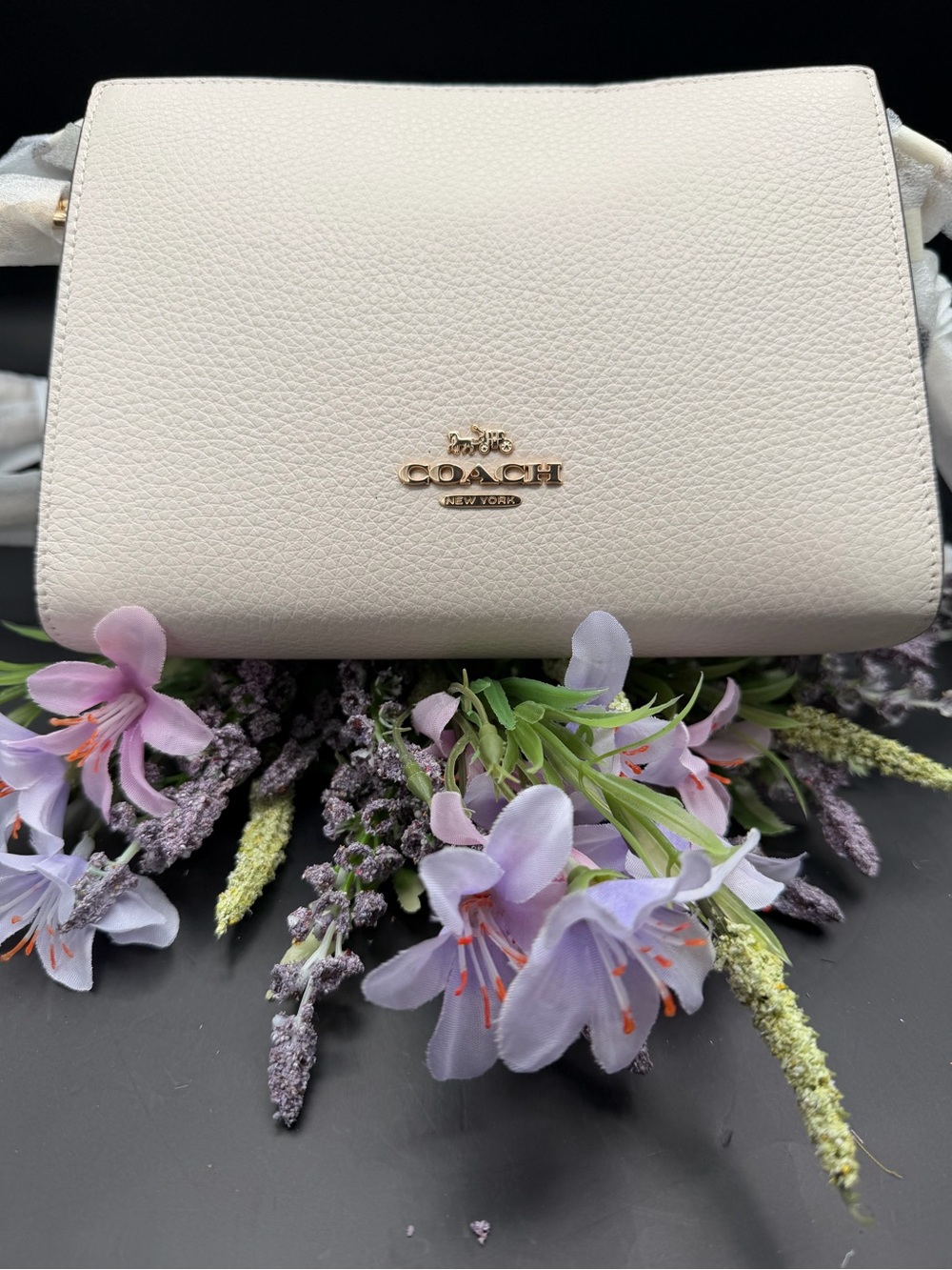 Coach Pebbled Leather Slim Crossbody with Gold Logo